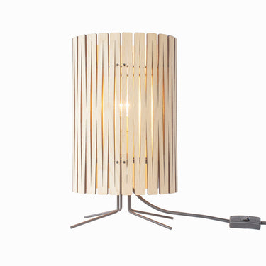 Powder-coated steel wire frame base of the handcrafted Kerflights T2 table lamp.