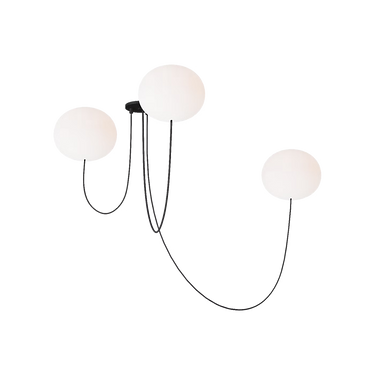 Visual Comfort Helium Large 3-Light LED chandelier in matte black with etched white glass