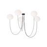 Helium Large 5-Light LED Chandelier by Visual Comfort in matte black with opal etched glass