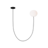 Tech Lighting Helium Medium LED chandelier in matte black with opal etched glass shade