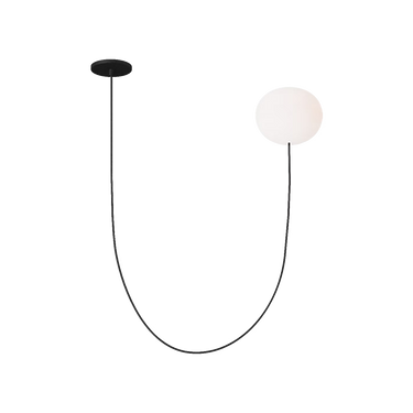 Tech Lighting Helium Medium LED chandelier in matte black with opal etched glass shade