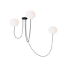 Helium Medium 3-Light LED chandelier in matte black with opal etched glass globes for modern dining rooms