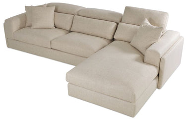 Hollywood Adjustable Sectional Sofa by Soho Concept in cream tweed fabric, right-hand facing modern sectional for living room seating