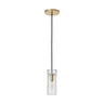 Modern clear glass pendant light with brass finish for kitchen islands and home offices