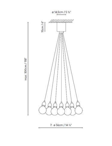 Measurements for the Ilde Max S7 (line drawing)