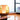 Amber glass table lamp with wood base for modern bedroom lighting