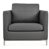 Istanbul modern armchair by SohoConcept with grey PPM upholstery and polished stainless steel base contemporary lounge chair