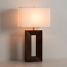 Nova of California Julie Standing Table Lamp Ebony Wood Weathered Brass White Linen Shade