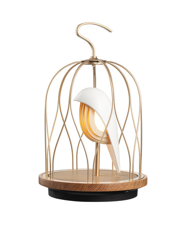 Jingoo by Daqiconcept, Ivory White porcelain songbird inside a slender cage
