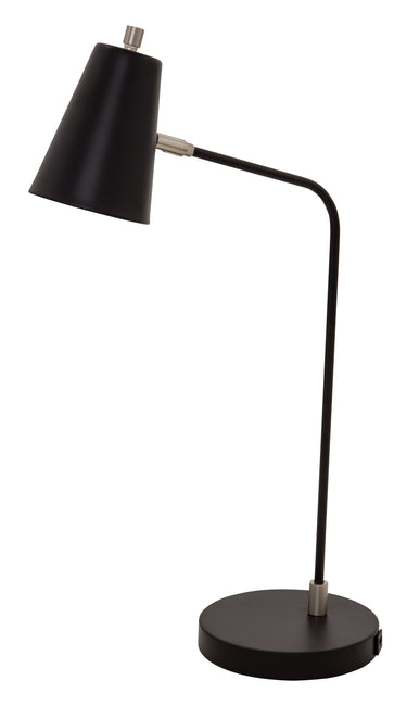 House of Troy Kirby LED task lamp in black with satin nickel accents and USB port