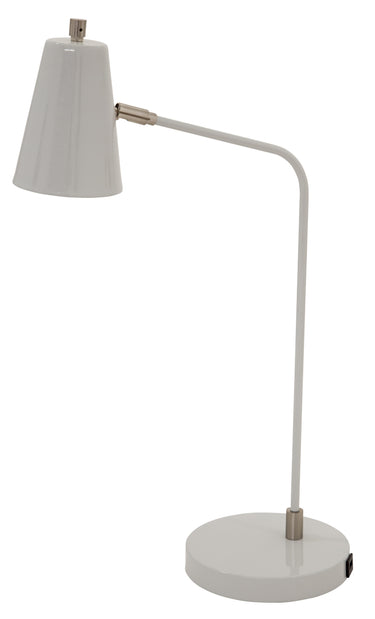 House of Troy Kirby LED task lamp in gray with satin nickel accents and USB port