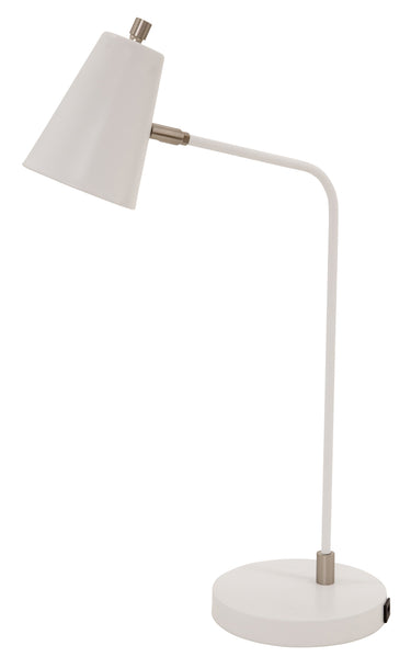 House of Troy Kirby LED task lamp in white with satin nickel accents and USB port