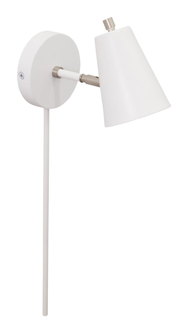 House of Troy Kirby LED wall lamp in white with satin nickel accents