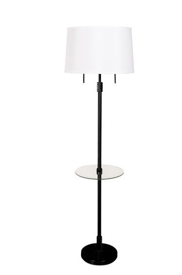 House of Troy Killington Black Floor Lamps with glass table and hardback shade