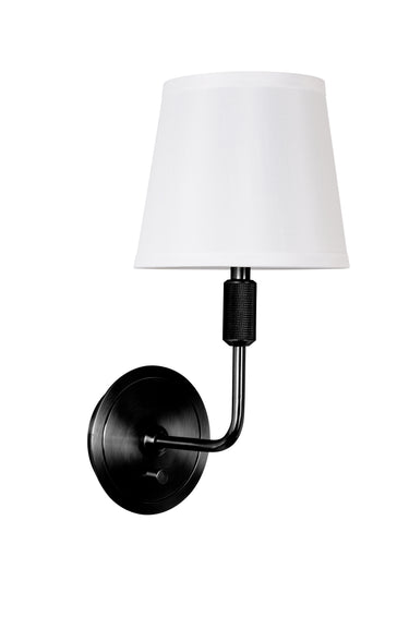 House of Troy Killington Black direct wire wall lamp with full range dimmer and hardback shade