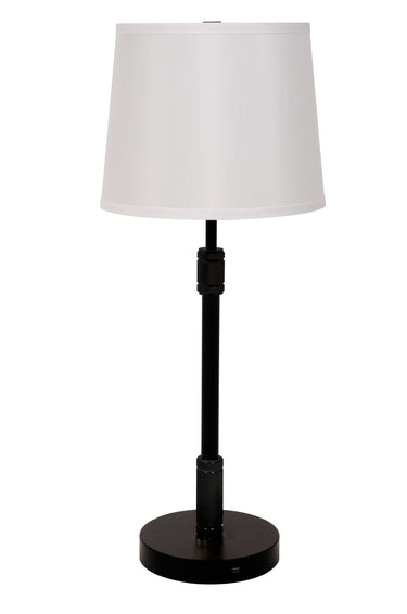 House of Troy Killington Black table lamp with USB port and hardback shade