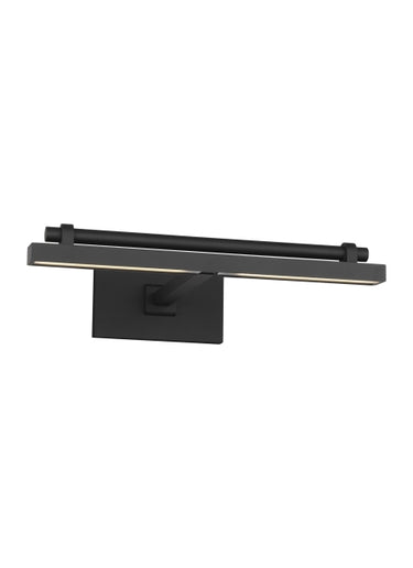 Nightshade black picture light with adjustable arm for framed photography in a living room setting