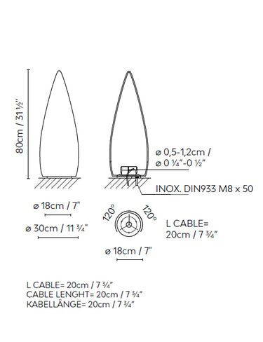 Measurements for the Kanpazar 80A (line drawing)