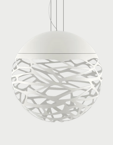 Kelly Sphere LED pendant light by Lodes in matte white finish for modern interiors