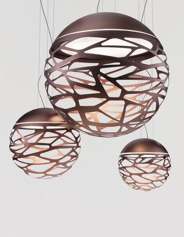 Kelly Sphere Pendant by Lodes with milk-white glass diffuser and dimmable LED for modern living rooms and dining areas