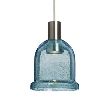 Besa Kiba Blue Bubble Glass Mini Pendant Light with LED Illumination