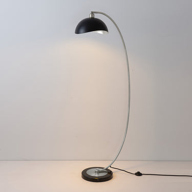 Nova of California Luna Bella Chairside Arc Floor Lamp Black Silver Leaf Shade Antique Nickel Black