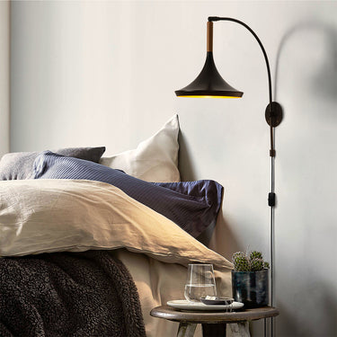 Nova of California Lodi Wall Sconce Matte Black Walnut