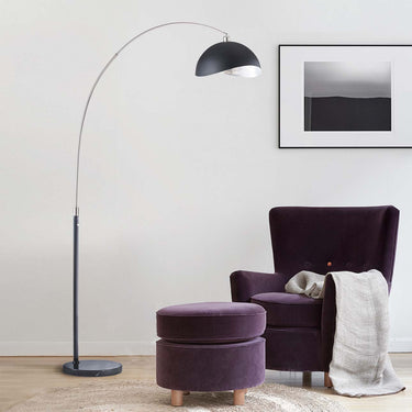 Nova of California Luna Bella Arc Floor Lamp 92 Antique Nickel Matte Black Silver Leaf Shade