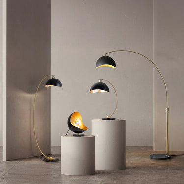 Nova of California Luna Bella Accent Table Lamp Black Gold Leaf Shade Weathered Brass Black