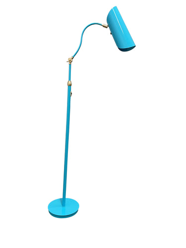 House of Troy Logan Azure/Satin Brass Floor Lamps with rolled shade