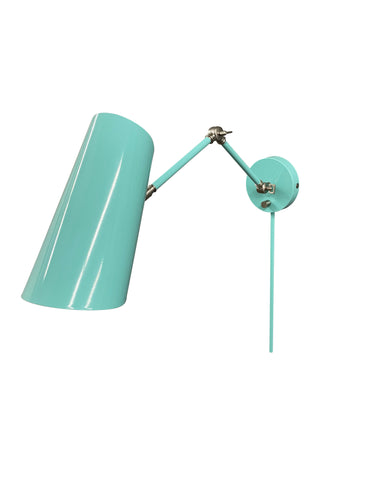 House of Troy Logan Mint/Satin Nickel Wall Swing Lamp with rolled shade