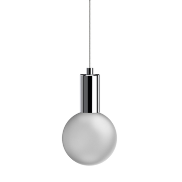 Small Acrylic Globe Pendant Lamp for Kitchens and Offices - Frosted Shade with Polished Chrome Finish