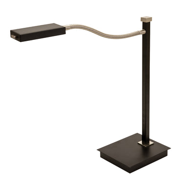 House of Troy 17.5" Lewis LED Gooseneck Table Lamps in Black with Satin Nickel