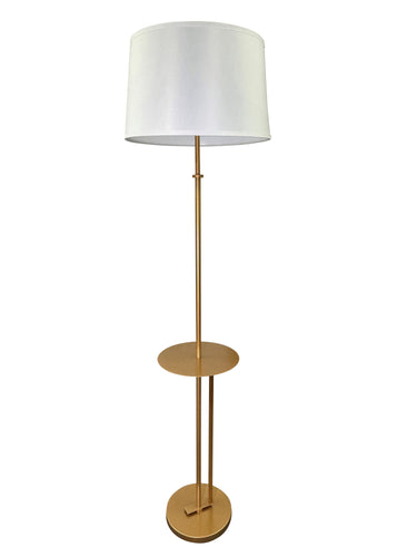 House of Troy Lyndon 69" Floor Lamp in Heritage Gold with bent metal accents and metal table
