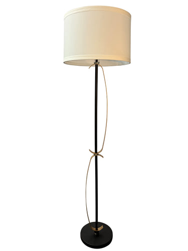 House of Troy Lyndon 65" Floor Lamp in Black with Heritage Gold curved metal accents
