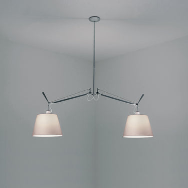Bulb, E26 · 2×100W max 10" Shade · Parchment Standard – Tolomeo Double Shade Pendant Light studio photo