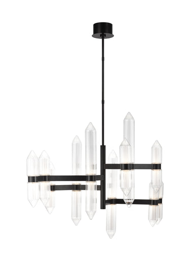 Modern Black Brass Glass Chandelier
