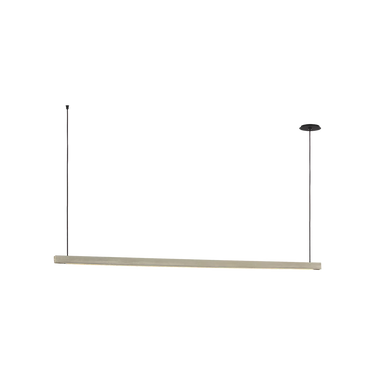 Lino 72 linear chandelier with honed concrete finish and warm LED light
