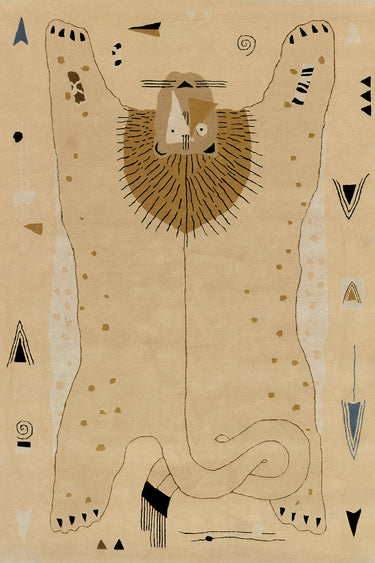 Lion wool rug, full view