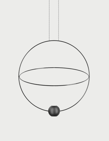 Black Elara geometric LED pendant light by Lodes in matte black for modern dining room décor