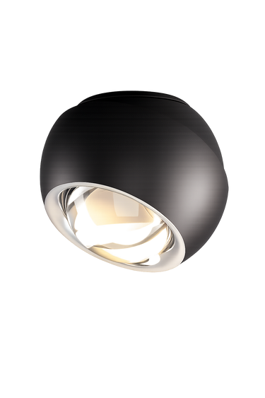 Modern matte black Spider ceiling light by Lodes installed on a white ceiling