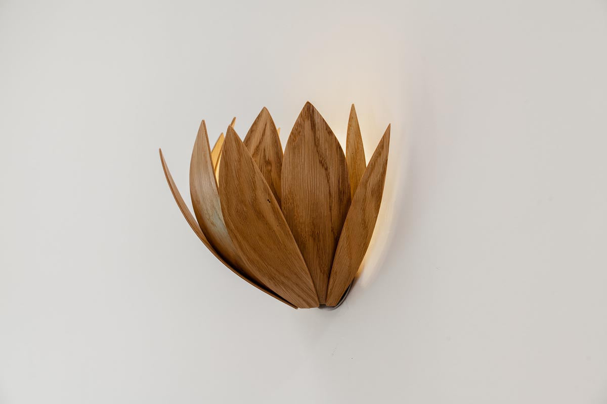 Sculptural Wooden Wall Light Lotus Wall Sconce