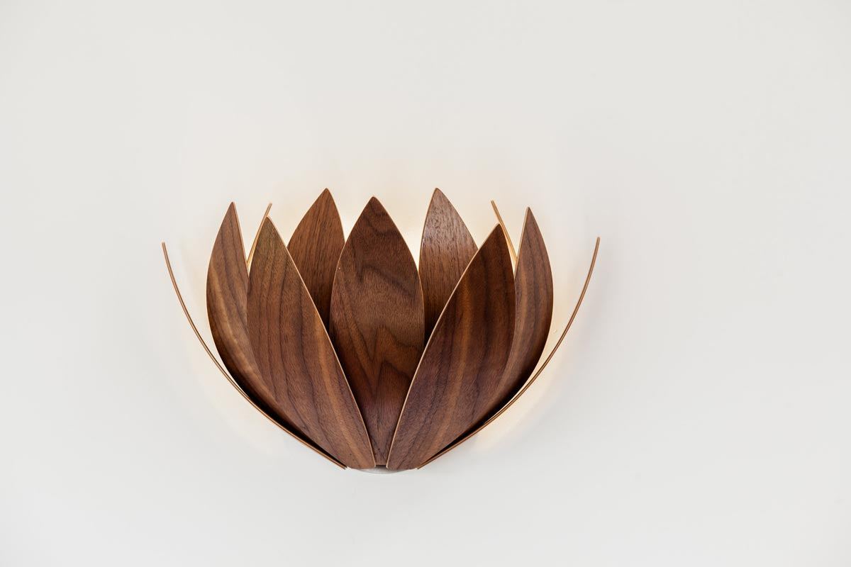 Handcrafted Wooden Wall Sconce Lotus Wall Light