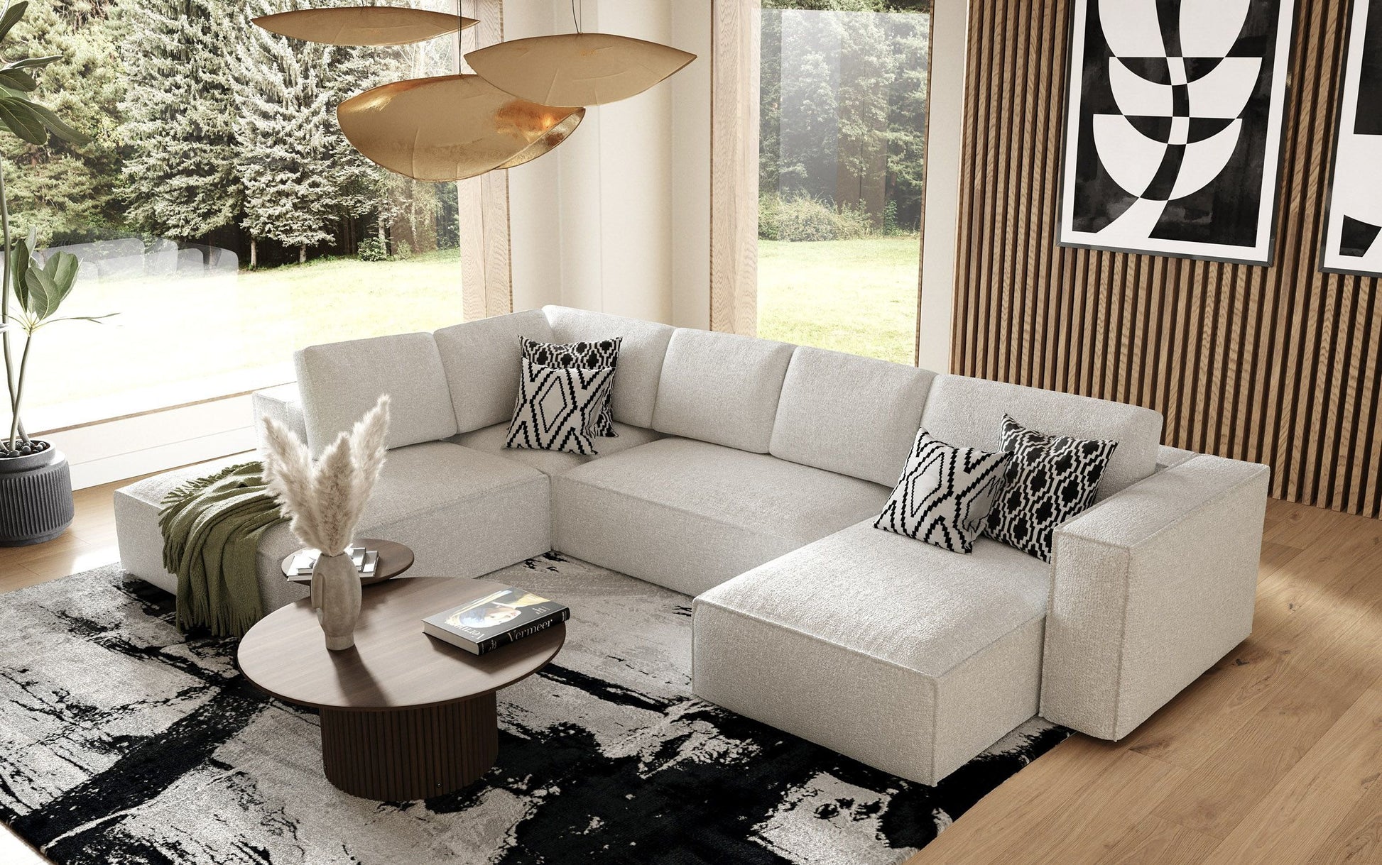 Lulu Modern White Fabric Modular Sectional Sofa Right Facing 2