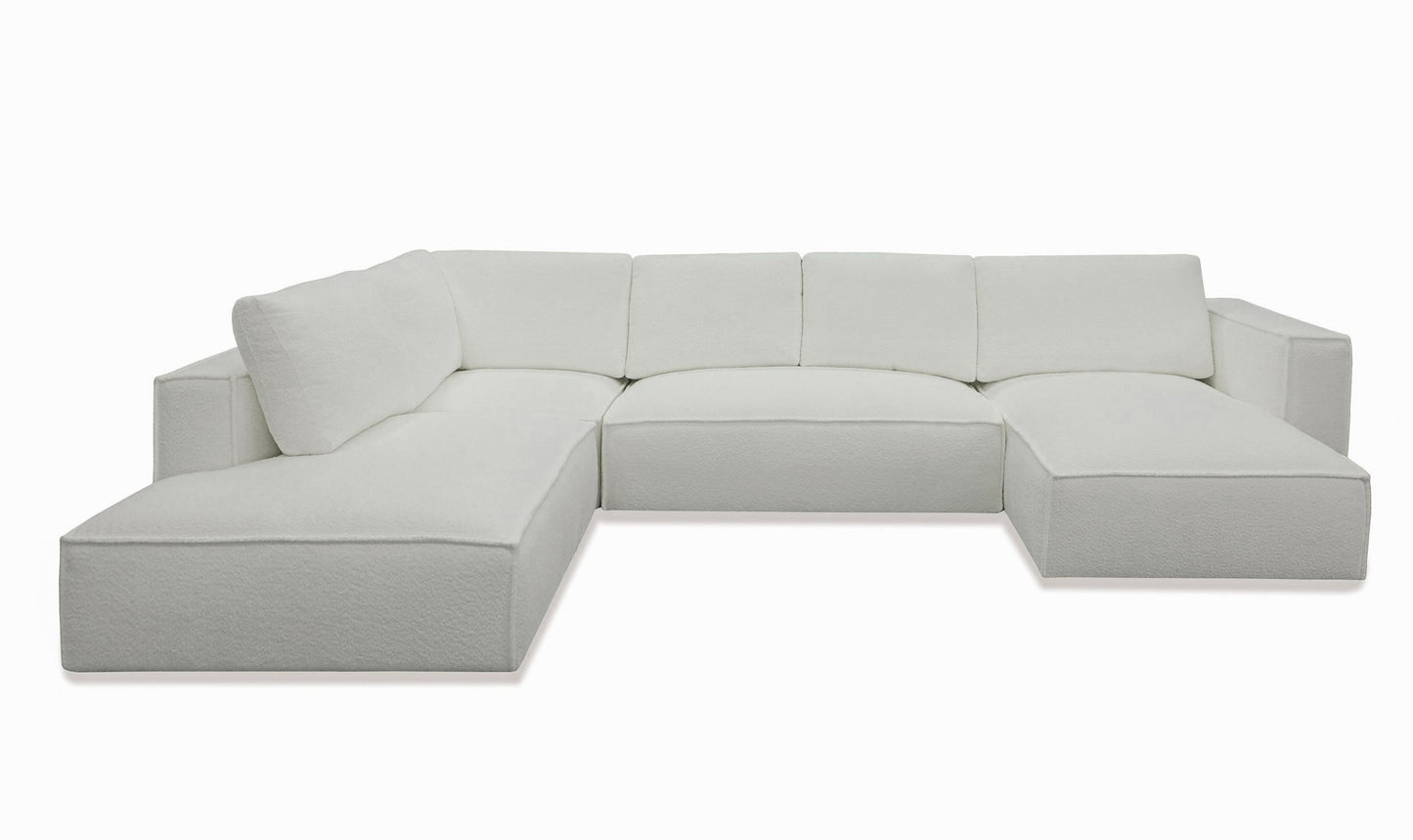 Lulu Modern White Fabric Modular Sectional Sofa Right Facing 3