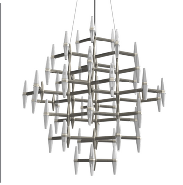Contemporary Satin Nickel Seven Tier Chandelier for High Ceilings PSM-437-SN-27U-30K