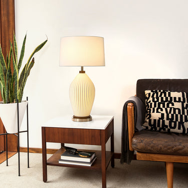 Nova of California Santa Clara Bone Porcelain Table Lamp Night Light 28 Weathered Brass Walnut