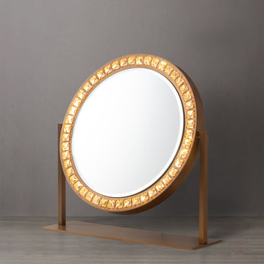 Nova of California Marilyn Table Top Led Vanity Mirror Weathered Brass