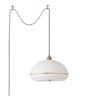 Nova Morelli Swag in White with Weathered Brass Stripe shade, Weathered Brass base, Weathered Brass body, photo 1