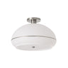 Nova Morelli Flush Mount in White with Satin Nickel Stripe shade, Satin Nickel base, Satin Nickel body, photo 1
